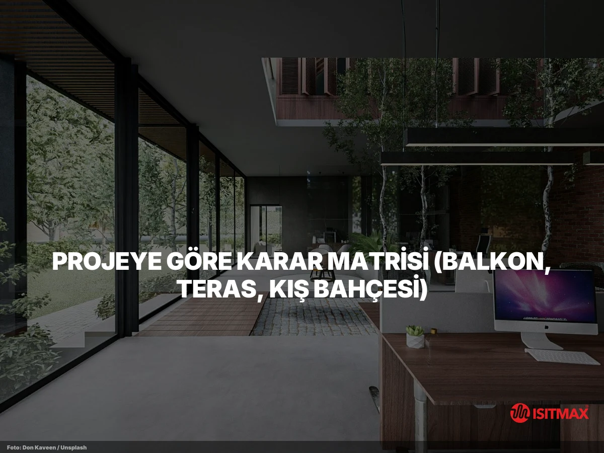 Kapalı Teras Isıtma Malzemeleri — Projeye Göre Karar Matrisi (Balkon, Teras, Kış Bahçesi)